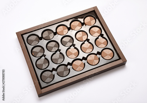 Chocolate box, circle shape dark and milk chocolate in a box