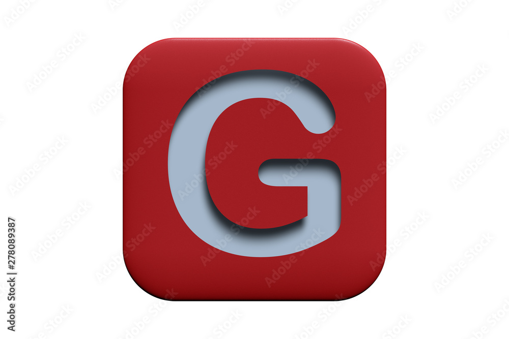 Red textured icon with letter G isolated on white, 3d illustration Red textured icon with letter G isolated on white, 3d illustration