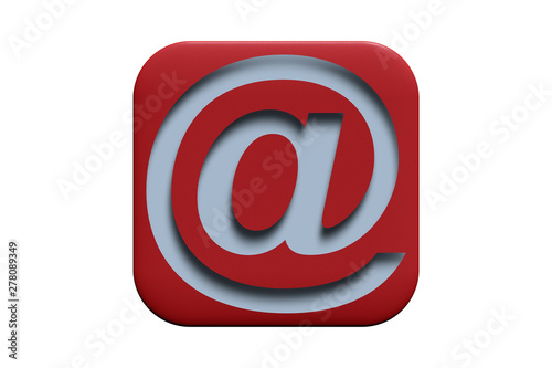 Free Download Red textured icon with At sign isolated on white, 3d illustration - GFXLoad