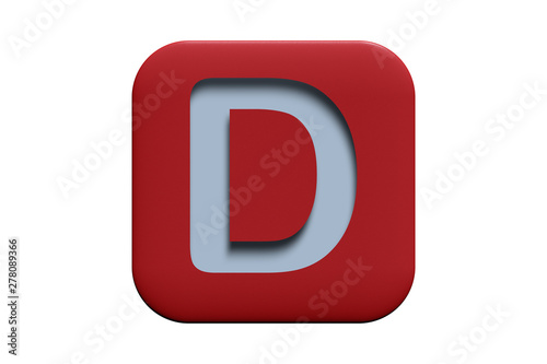 Free Download Red textured icon with letter D isolated on white, 3d illustration - GFXLoad