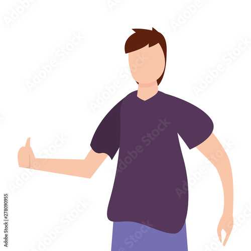 man happy young people on white background