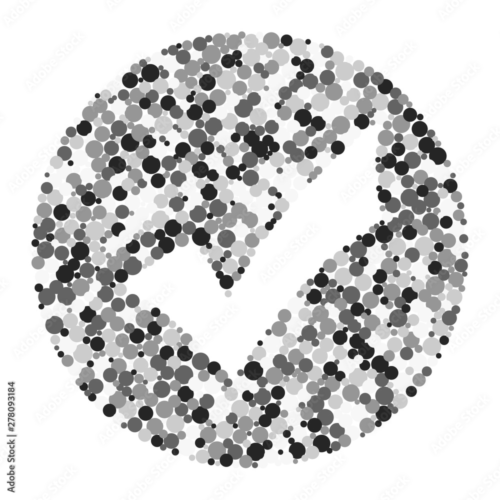 Checkmark sign color distributed circles dots illustration