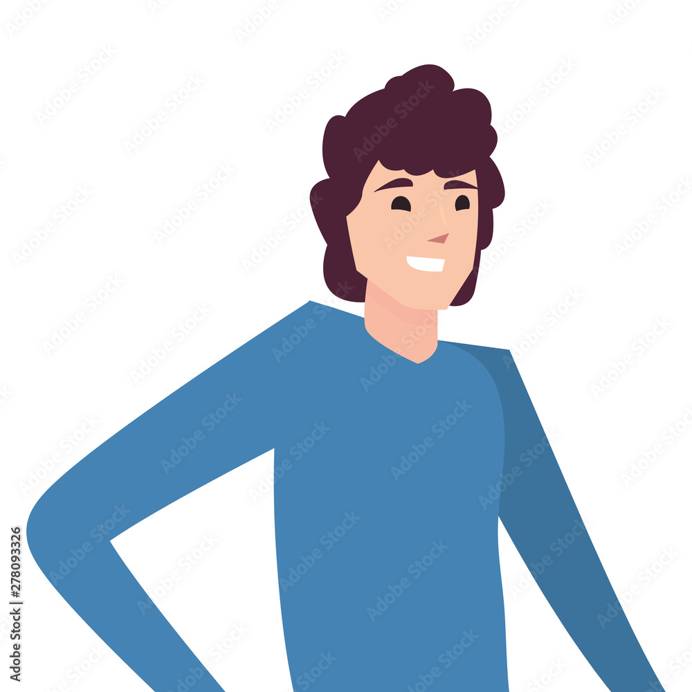 man happy young people on white background