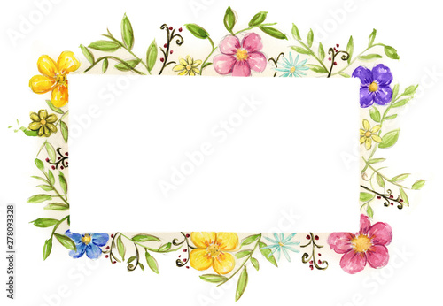 Fototapeta Naklejka Na Ścianę i Meble -  watercolor flower frame