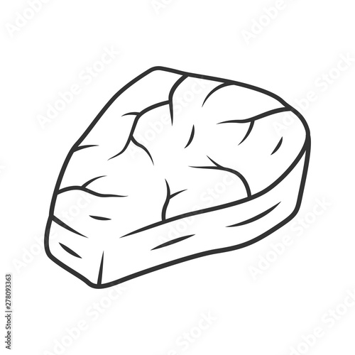 Meat steak linear icon. Carnivore and high protein diet. Thin line illustration. Raw beef slice, roasted pork piece. Contour symbol. Animal product. Vector isolated outline drawing. Editable stroke