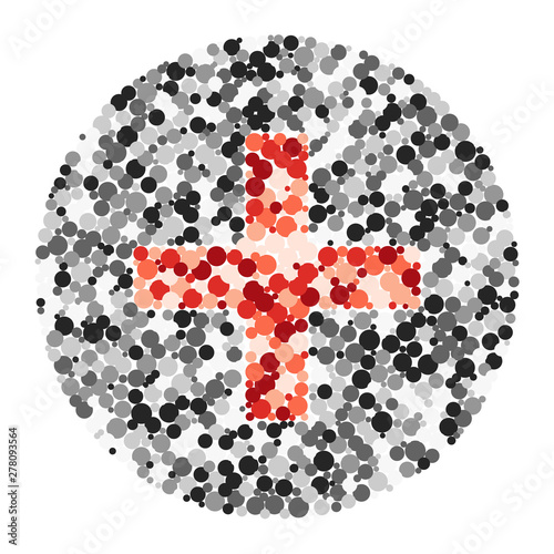 Plus math sign color distributed circles dots illustration