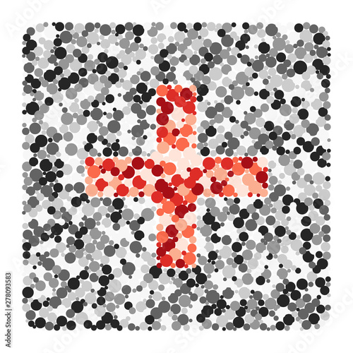 Plus math sign color distributed circles dots illustration