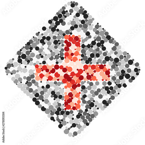 Plus math sign color distributed circles dots illustration