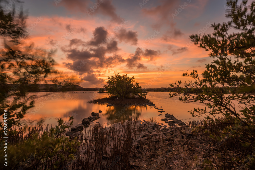   Sunset at Kan Kok Slat Pan  Views around the Caribbean island of Curacao