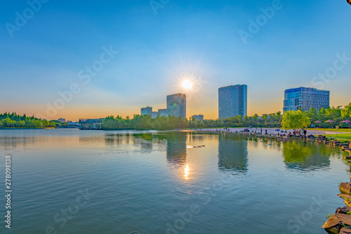 Lakeside View of Daning Tulip Park  Shanghai