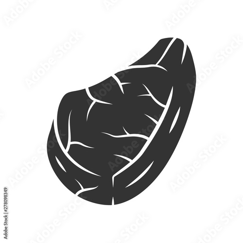 Steak glyph icon. Butchers meat. Beefsteak. Meat production and sale. Ingredient for lunch, barbecue. Protein source. Butchery business. Silhouette symbol. Negative space. Vector isolated illustration