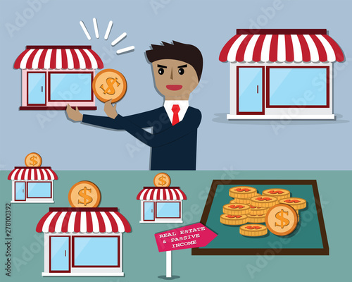 Businessman make daily money from renting real estate - Vector