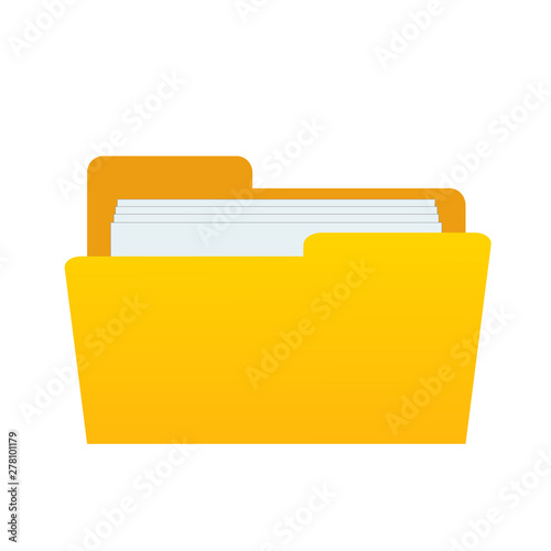 web computer yellow folder with documents files for design on white, stock vector illustration
