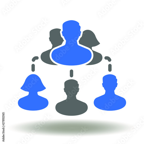Referral marketing logo. People flow chart network structure icon vector. Social media network sign.