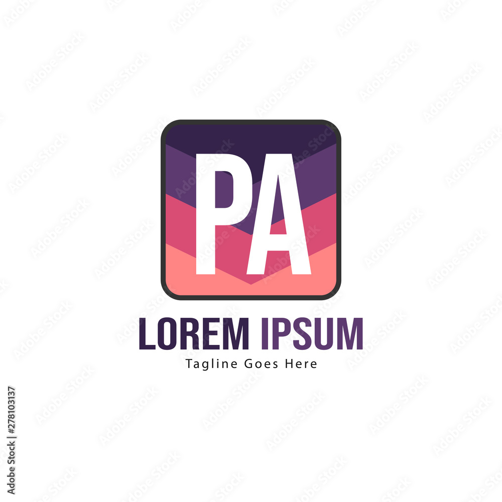 Fototapeta premium Initial PA logo template with modern frame. Minimalist PA letter logo vector illustration