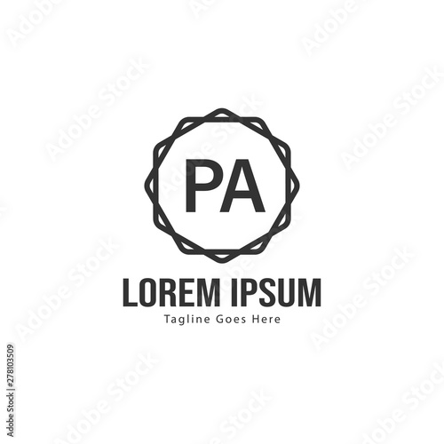 Initial PA logo template with modern frame. Minimalist PA letter logo vector illustration