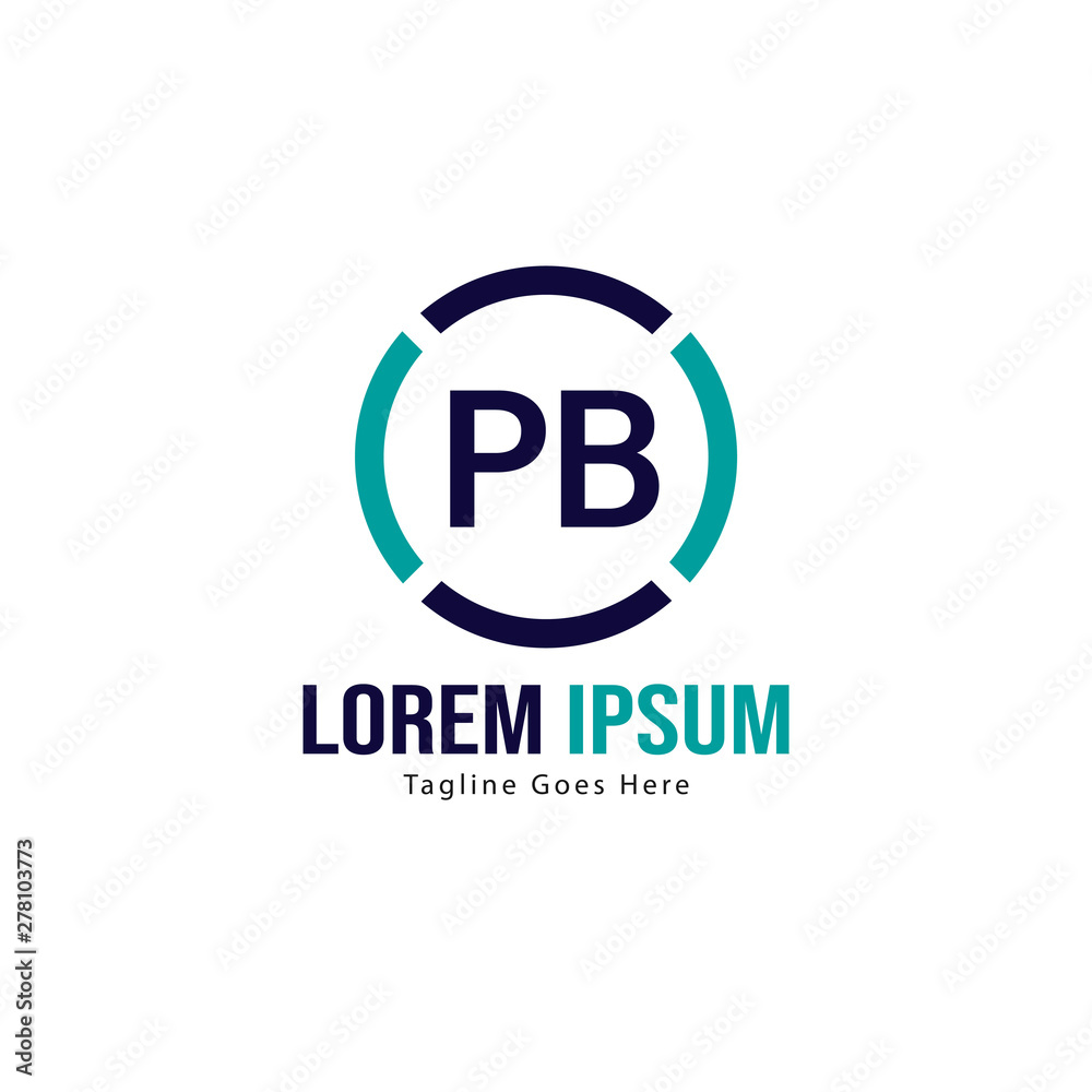 Initial PB logo template with modern frame. Minimalist PB letter logo vector illustration