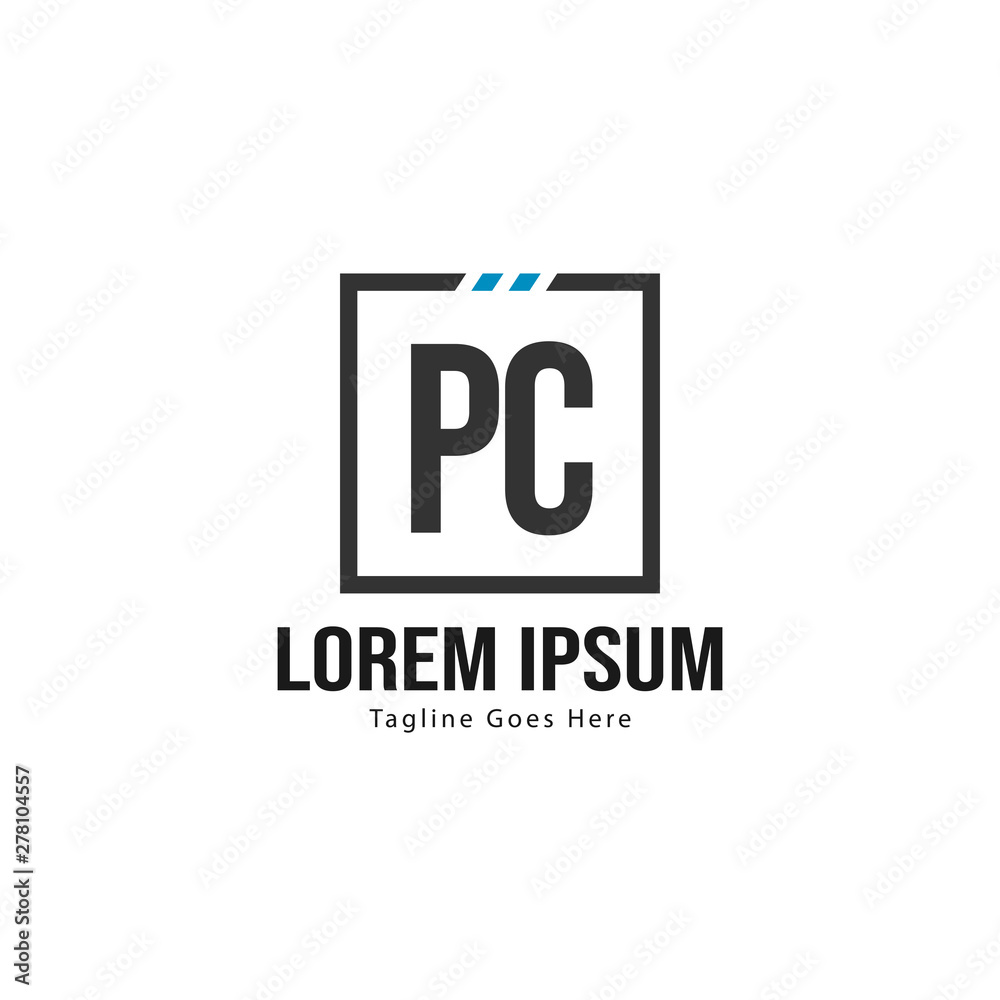 Obraz premium Initial PC logo template with modern frame. Minimalist PC letter logo vector illustration