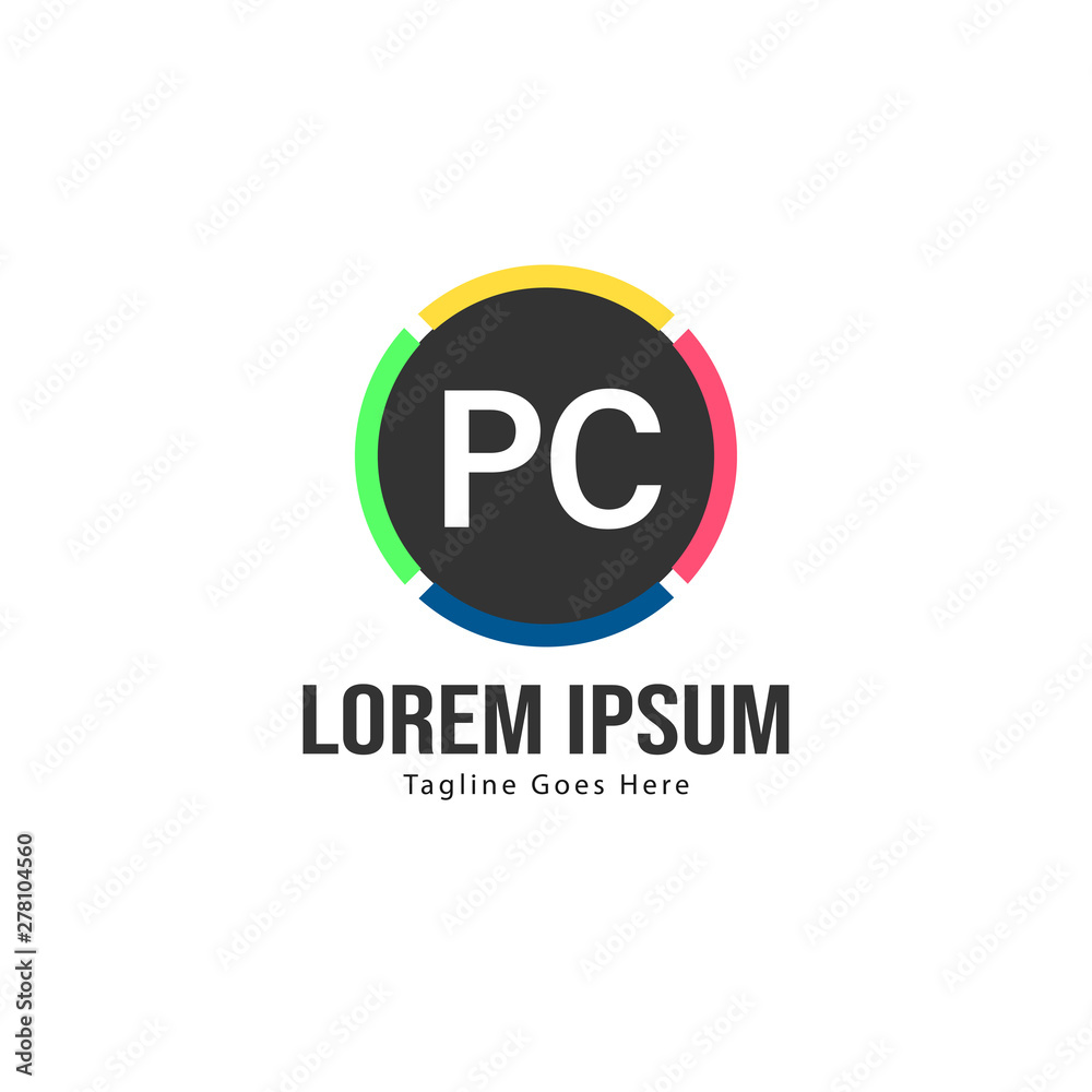 Initial PC logo template with modern frame. Minimalist PC letter logo vector illustration Initial PC logo template with modern frame. Minimalist PC letter logo vector illustration