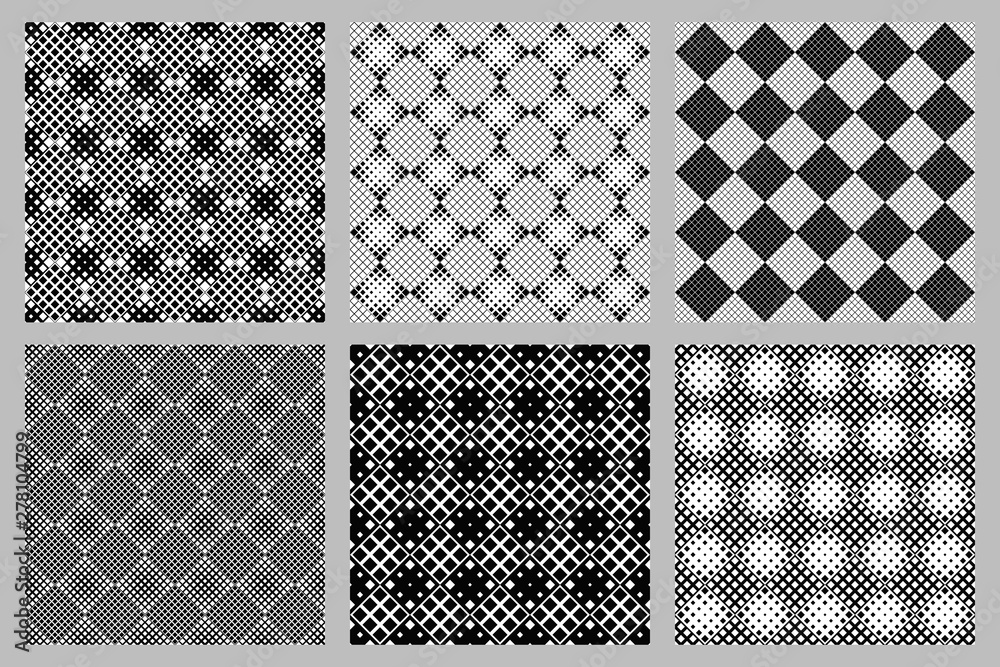 Diagonal square pattern background set - abstract vector designs