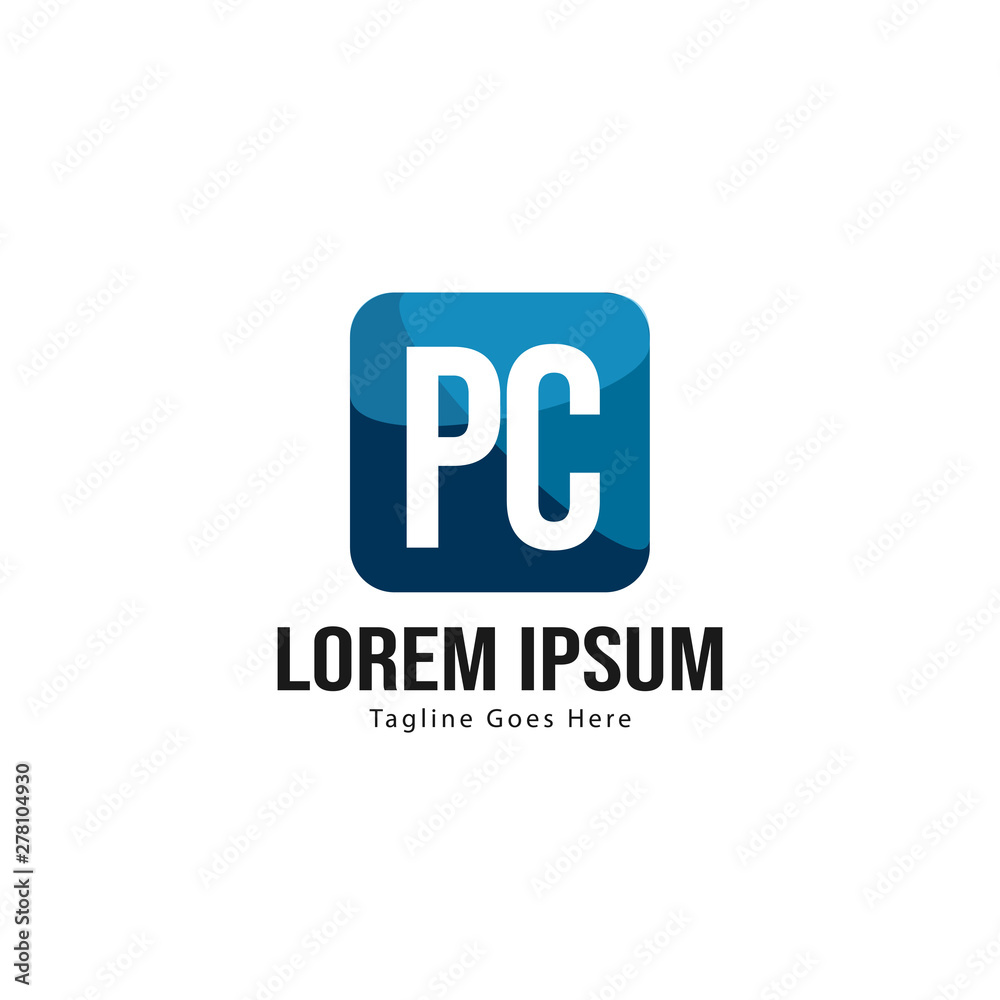 Initial PC logo template with modern frame. Minimalist PC letter logo vector illustration Initial PC logo template with modern frame. Minimalist PC letter logo vector illustration