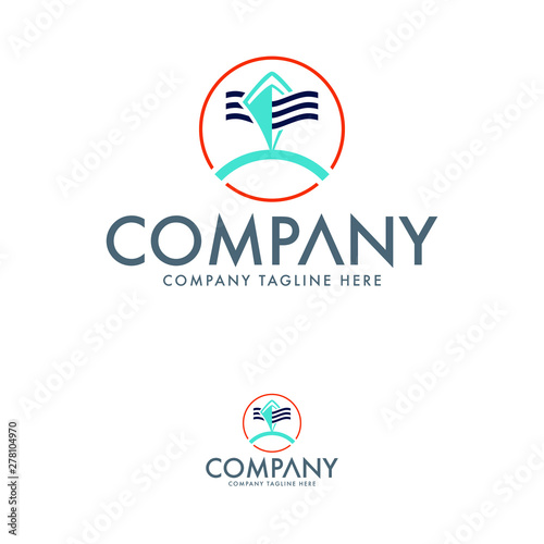 Creative Yachting and Shipping Logo. Pin and Compass Logo Template