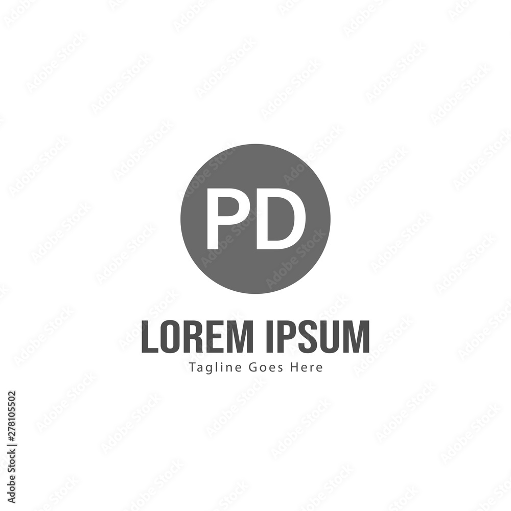 Initial PD logo template with modern frame. Minimalist PD letter logo vector illustration