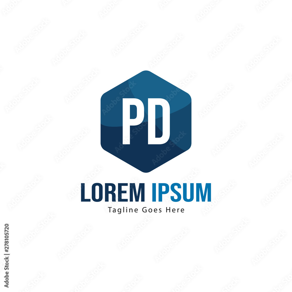Initial PD logo template with modern frame. Minimalist PD letter logo vector illustration