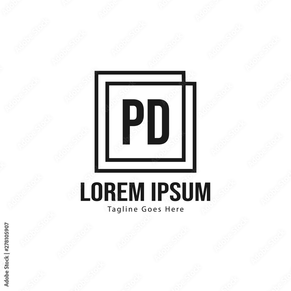 Fototapeta premium Initial PD logo template with modern frame. Minimalist PD letter logo vector illustration