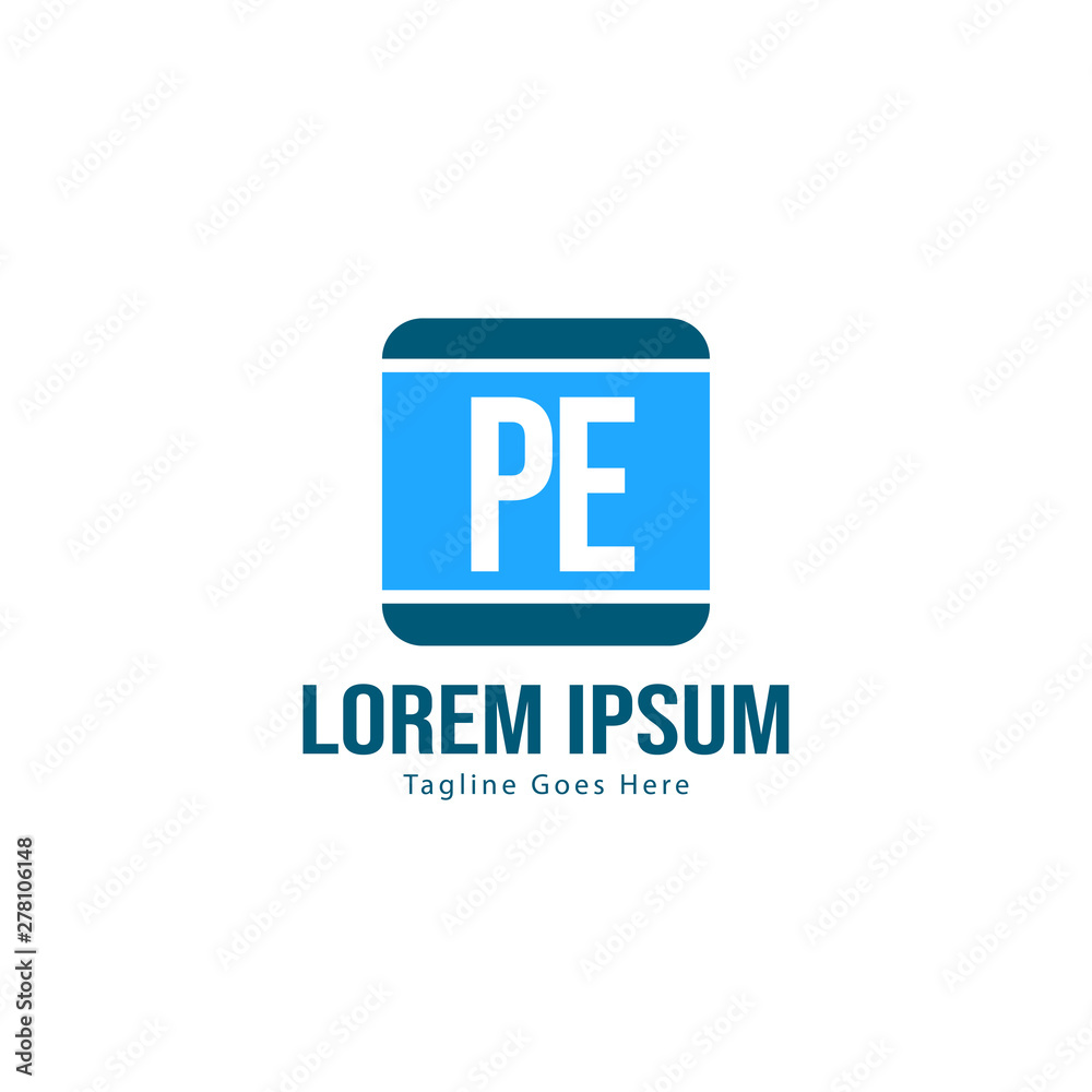 Initial PE logo template with modern frame. Minimalist PE letter logo vector illustration Initial PE logo template with modern frame. Minimalist PE letter logo vector illustration