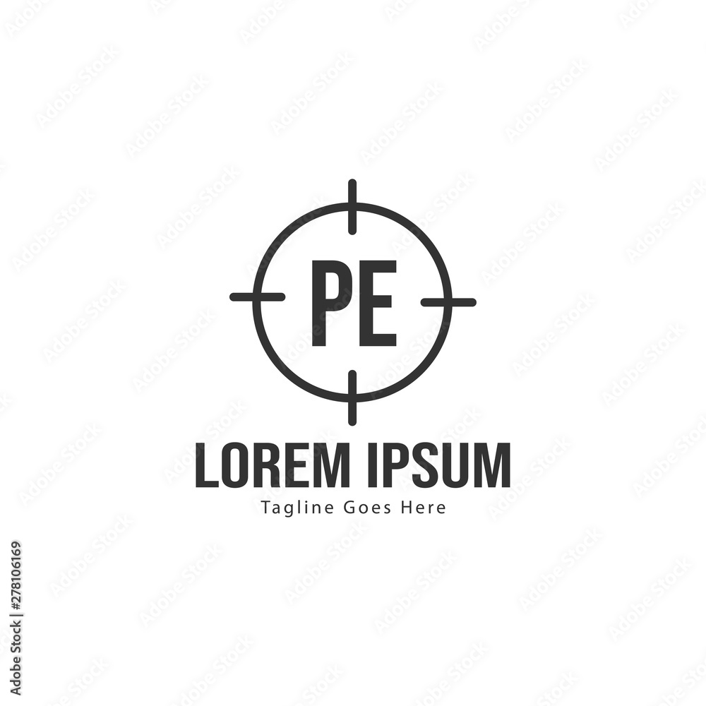 Initial PE logo template with modern frame. Minimalist PE letter logo vector illustration Initial PE logo template with modern frame. Minimalist PE letter logo vector illustration