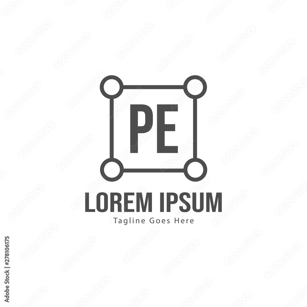 Initial PE logo template with modern frame. Minimalist PE letter logo vector illustration Initial PE logo template with modern frame. Minimalist PE letter logo vector illustration