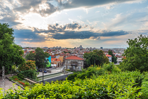 Summer sunset over Plovdiv - european capital of culture 2019 and oldest living city in Europe  Bulgaria