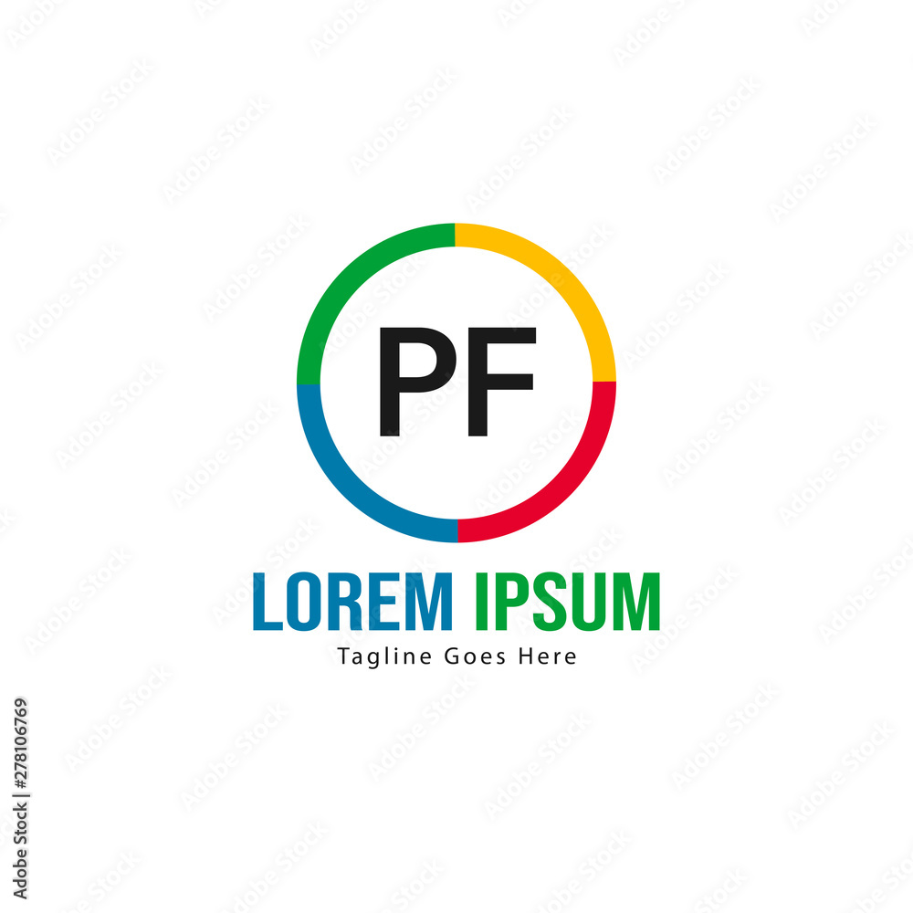 Initial PF logo template with modern frame. Minimalist PF letter logo vector illustration Initial PF logo template with modern frame. Minimalist PF letter logo vector illustration