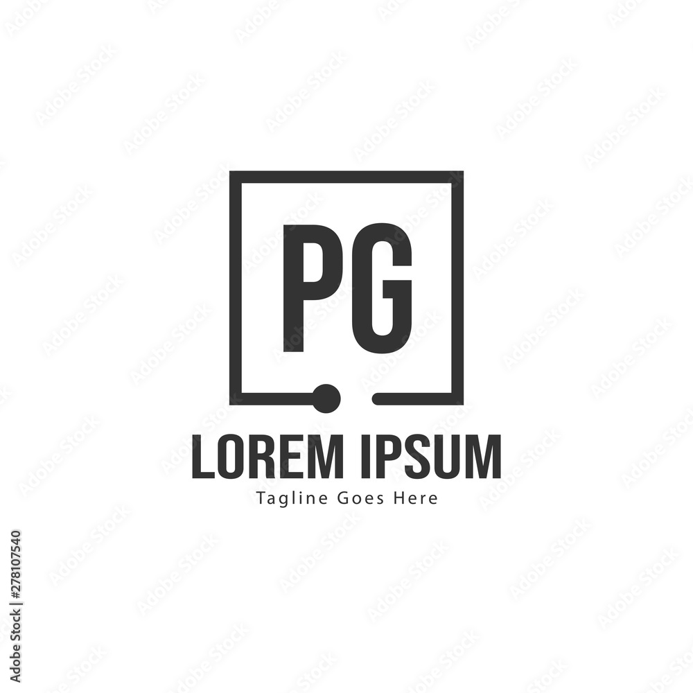 Initial PG logo template with modern frame. Minimalist PG letter logo vector illustration