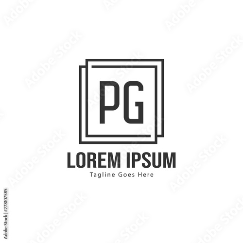 Initial PG logo template with modern frame. Minimalist PG letter logo vector illustration
