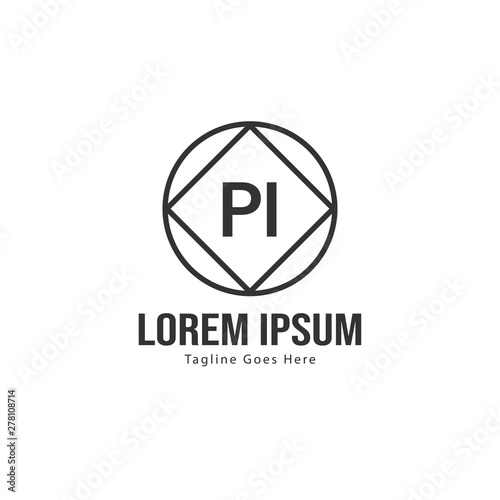 Initial PI logo template with modern frame. Minimalist PI letter logo vector illustration