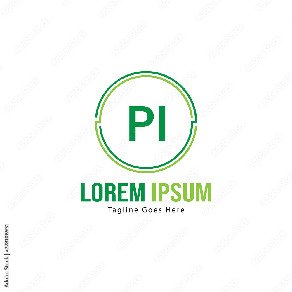 Initial PI logo template with modern frame. Minimalist PI letter logo vector illustration Initial PI logo template with modern frame. Minimalist PI letter logo vector illustration