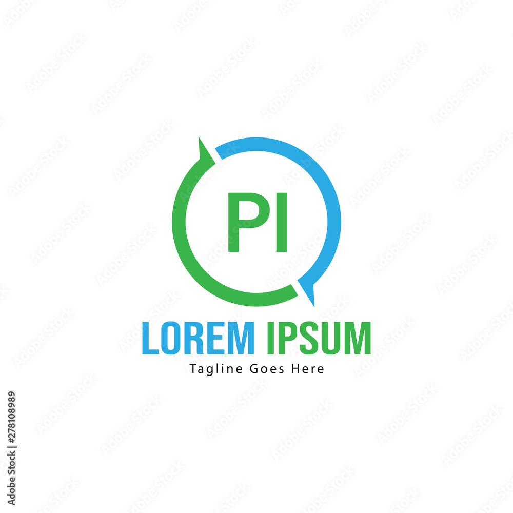 Initial PI logo template with modern frame. Minimalist PI letter logo vector illustration Initial PI logo template with modern frame. Minimalist PI letter logo vector illustration