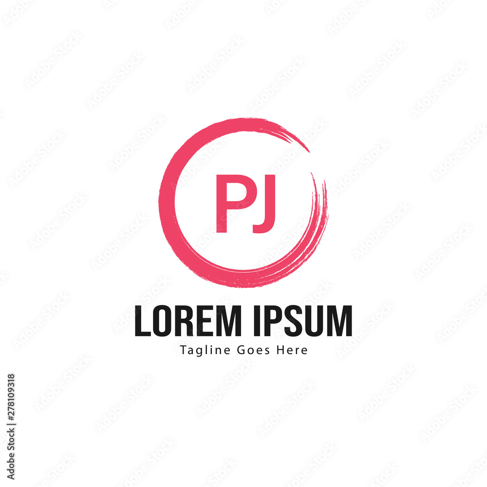 Initial PJ logo template with modern frame. Minimalist PJ letter logo vector illustration