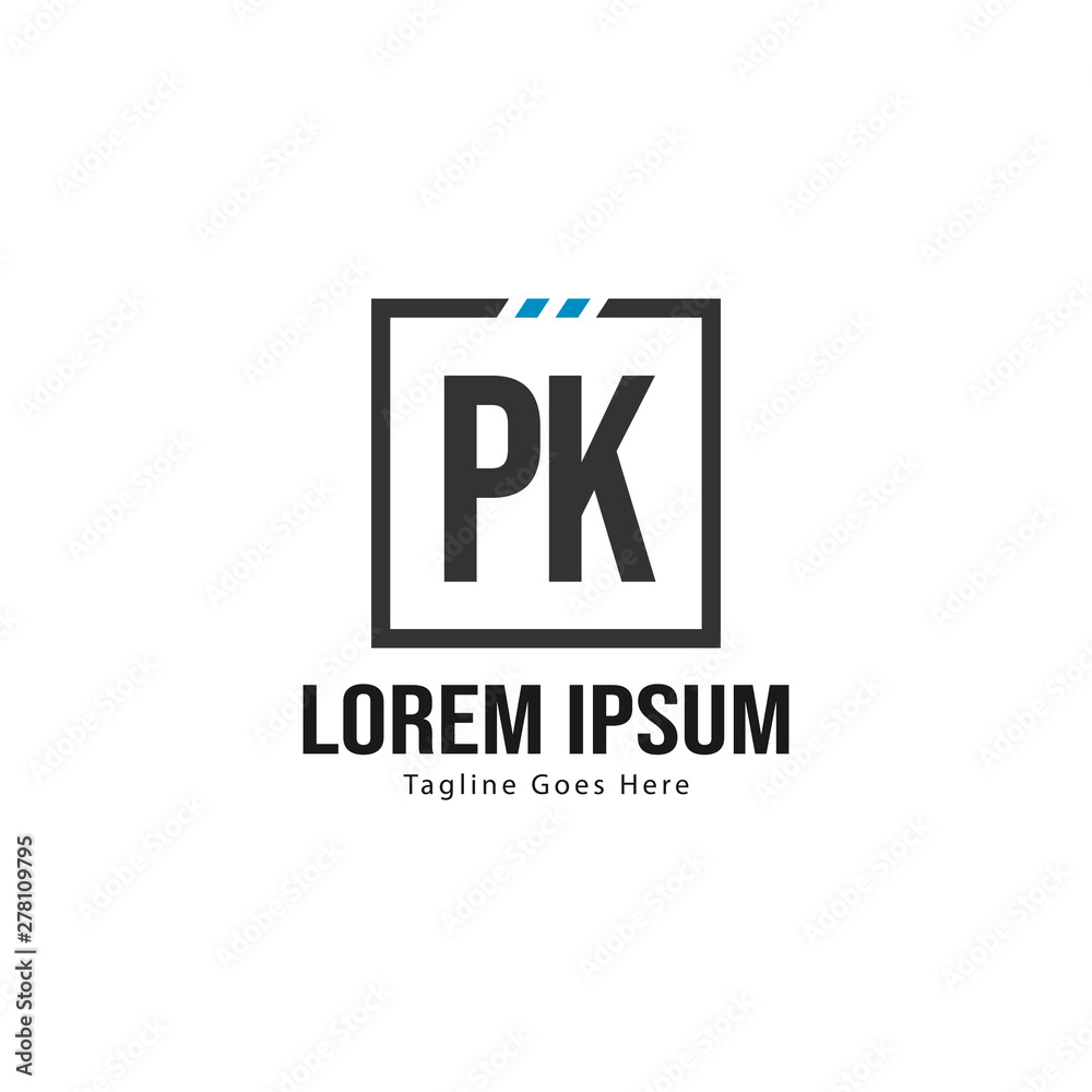 Fototapeta premium Initial PK logo template with modern frame. Minimalist PK letter logo vector illustration