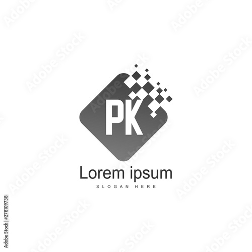 Initial PK logo template with modern frame. Minimalist PK letter logo vector illustration