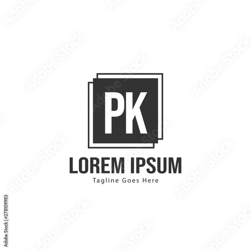 Initial PK logo template with modern frame. Minimalist PK letter logo vector illustration