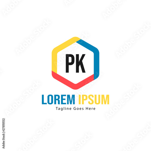 Initial PK logo template with modern frame. Minimalist PK letter logo vector illustration