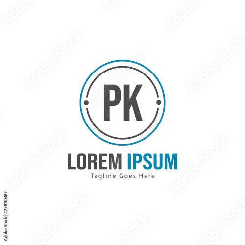 Initial PK logo template with modern frame. Minimalist PK letter logo vector illustration