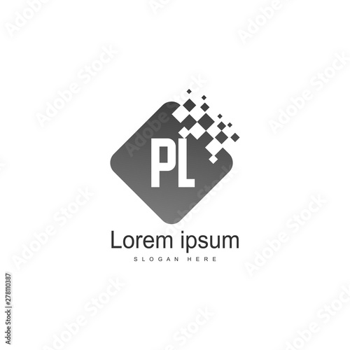 Initial PL logo template with modern frame. Minimalist PL letter logo vector illustration