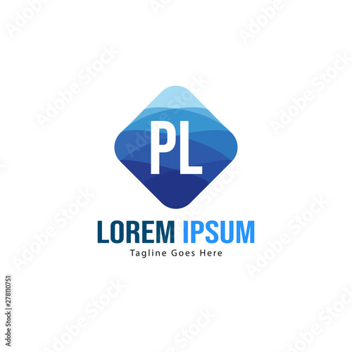 Initial PL logo template with modern frame. Minimalist PL letter logo vector illustration