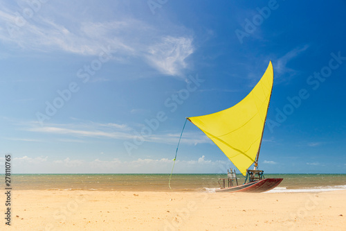 raft on beachfront of Fontes, Ceará - Brazil