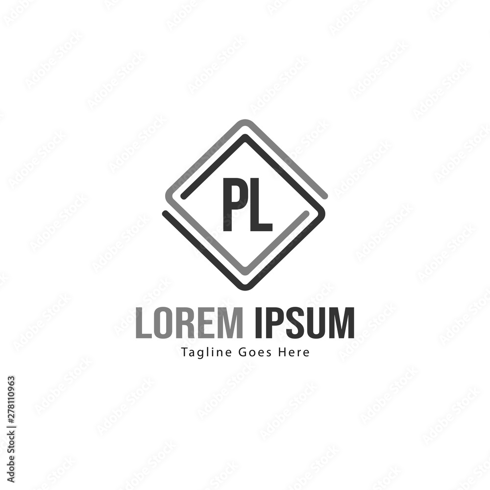 Fototapeta premium Initial PL logo template with modern frame. Minimalist PL letter logo vector illustration
