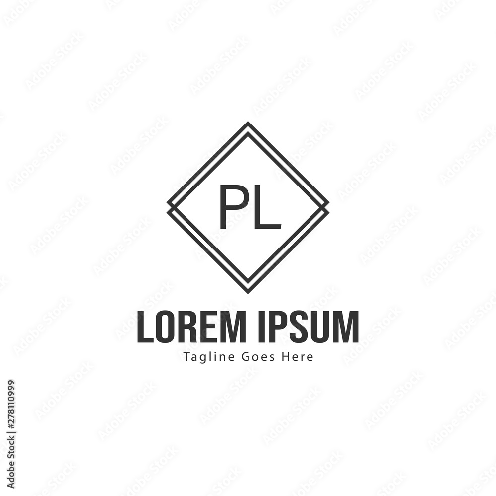 Fototapeta premium Initial PL logo template with modern frame. Minimalist PL letter logo vector illustration